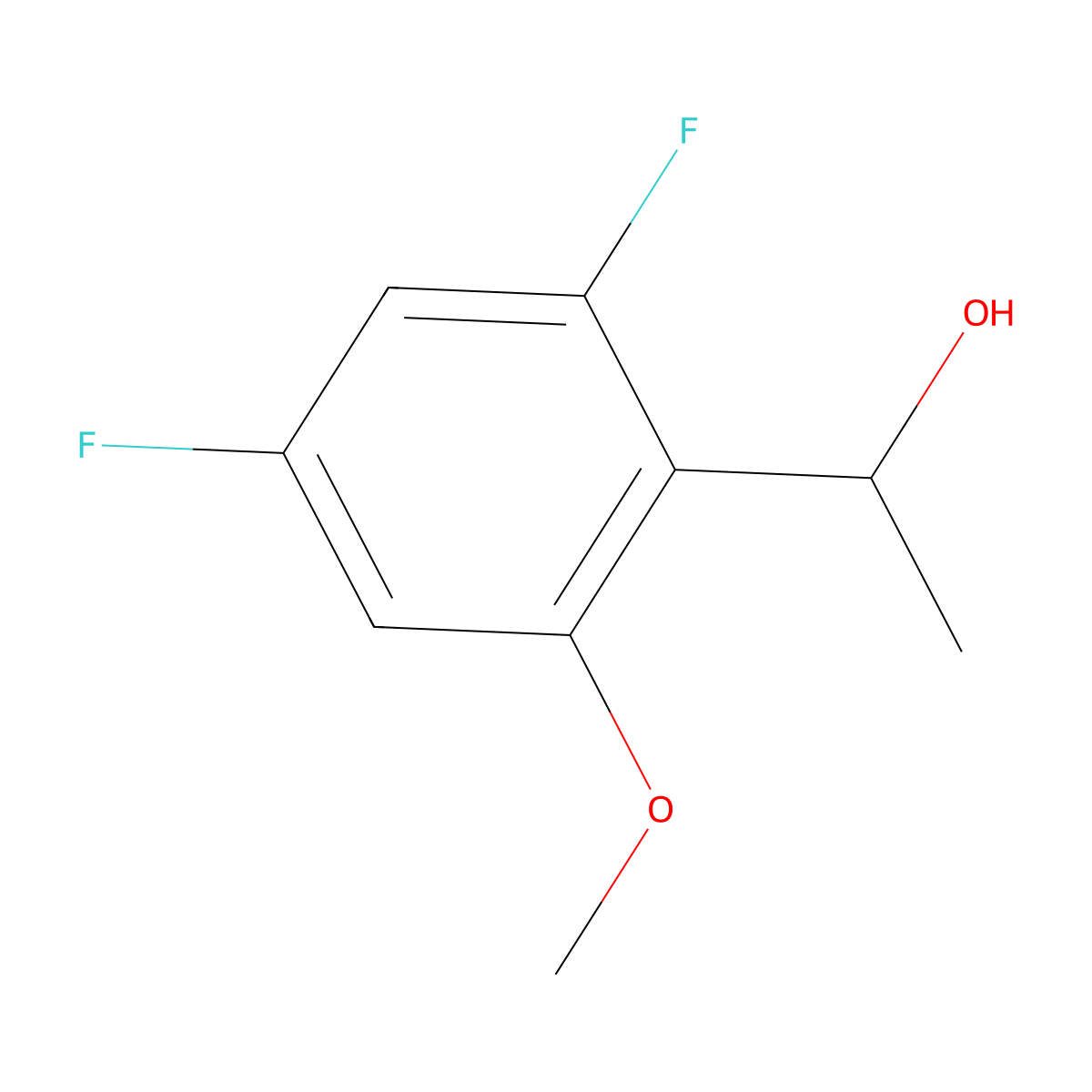 2,4-Difluoro-6-methoxy-alpha-methylbenzenemethanol molecular structure, CAS 1895295-53-0