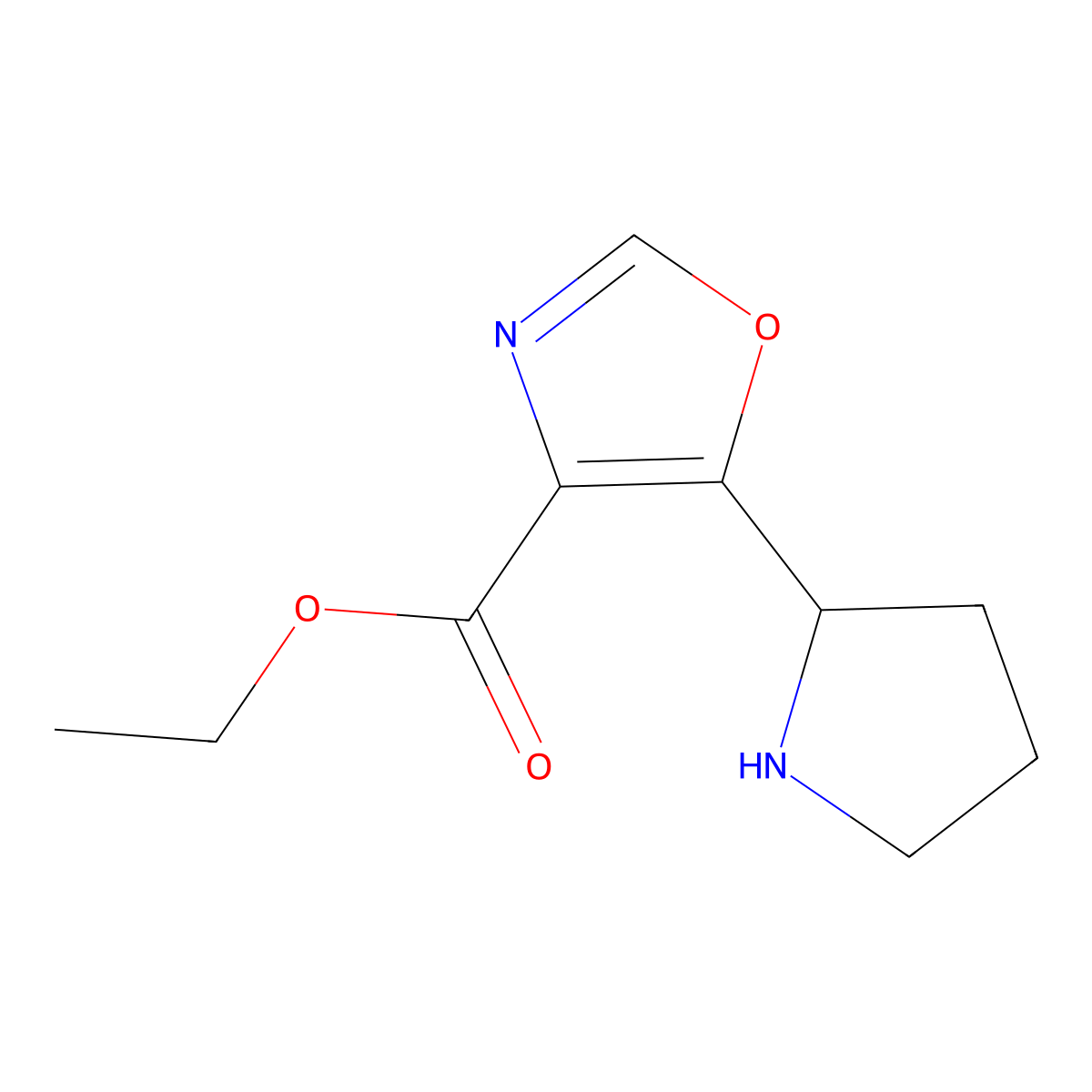 Ethyl 5-(pyrrolidin-2-yl)-1,3-oxazole-4-carboxylate molecular structure, CAS 1895324-71-6