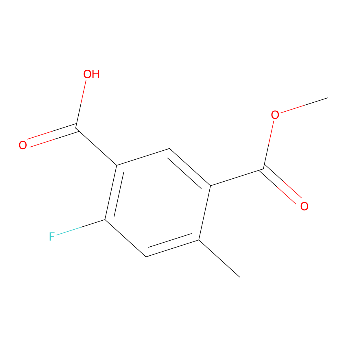2-Fluoro-5-(methoxycarbonyl)-4-methylbenzoic acid molecular structure, CAS 1895351-01-5