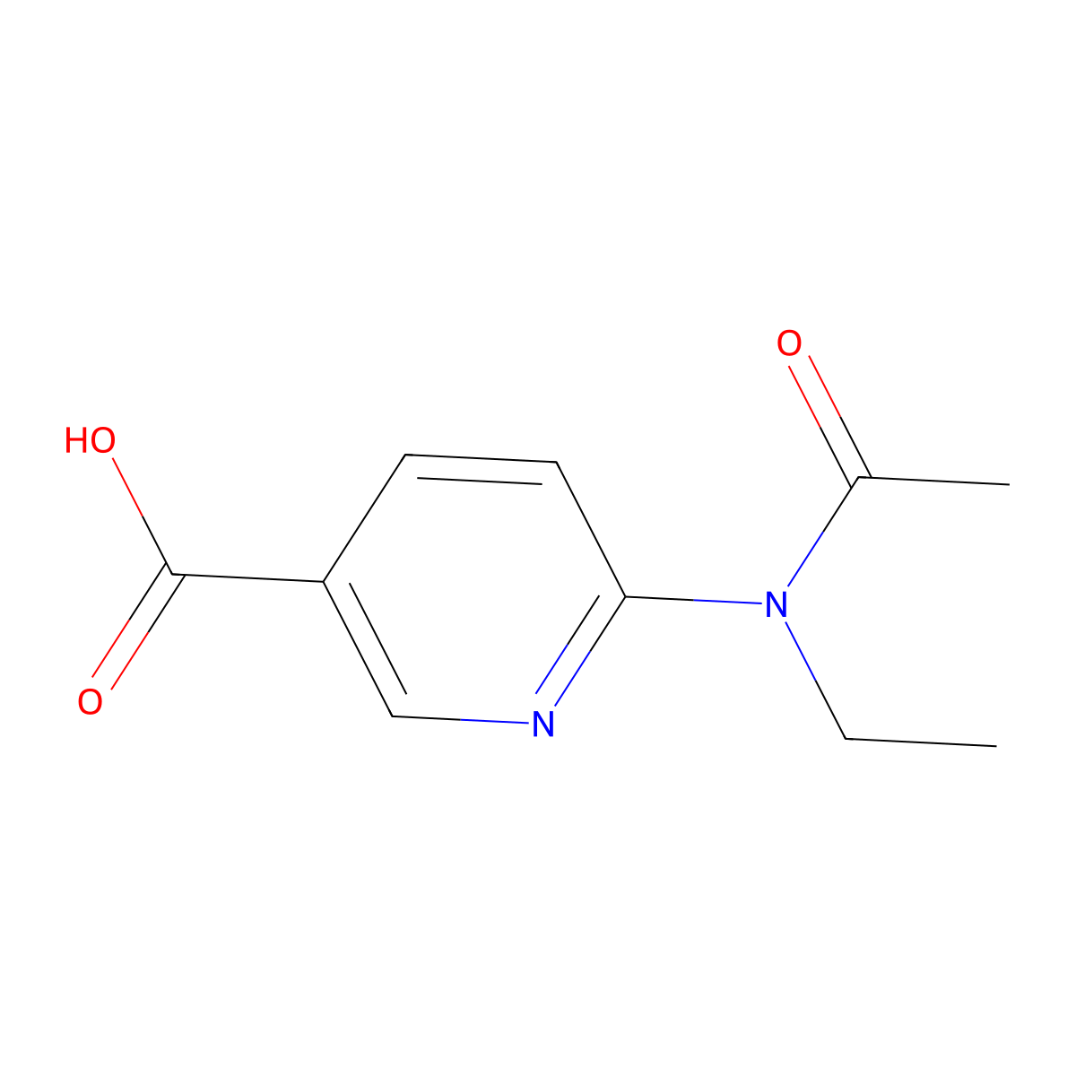 6-(N-ethylacetamido)pyridine-3-carboxylic acid molecular structure, CAS 1895354-32-1