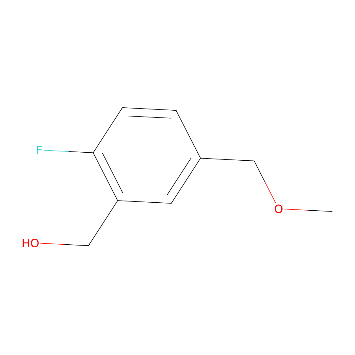(2-Fluoro-5-(methoxymethyl)phenyl)methanol molecular structure, CAS 1895357-06-8