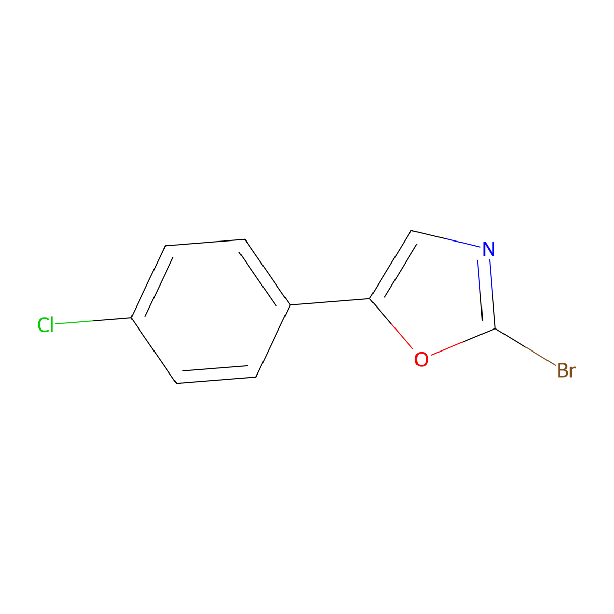2-Bromo-5-(4-chlorophenyl)-1,3-oxazole molecular structure, CAS 1895362-03-4