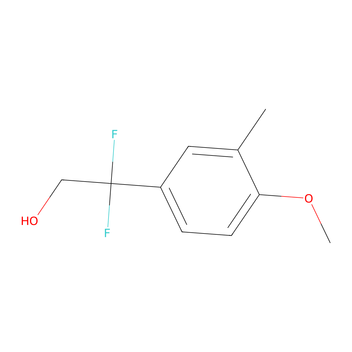 2,2-Difluoro-2-(4-methoxy-3-methylphenyl)ethan-1-ol molecular structure, CAS 1895405-44-3