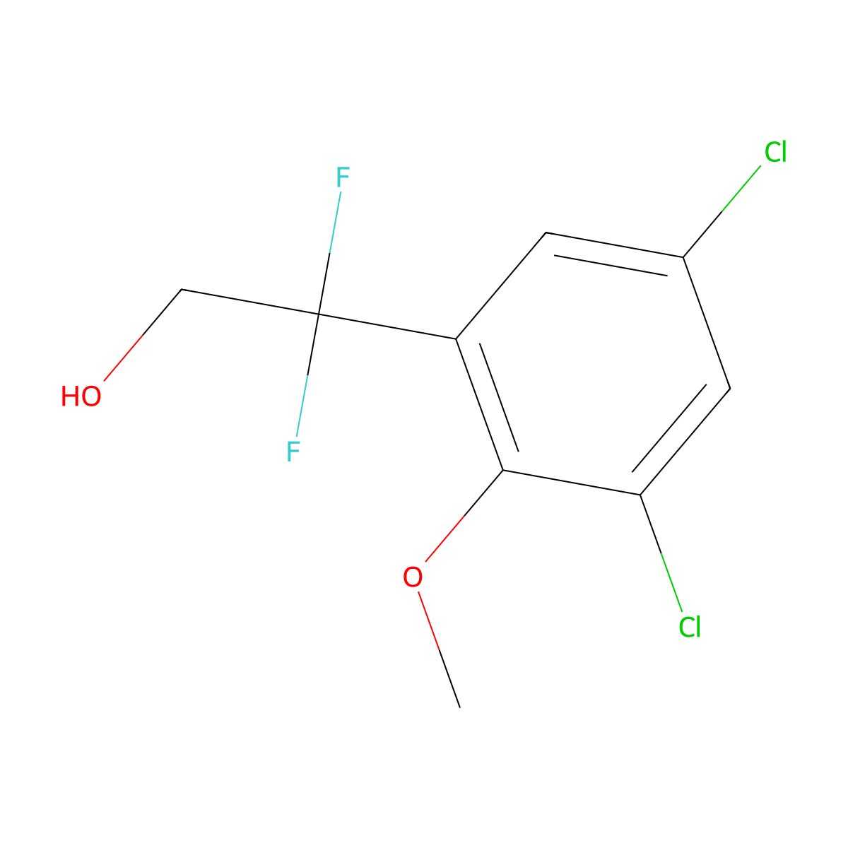2-(3,5-Dichloro-2-methoxyphenyl)-2,2-difluoroethan-1-ol molecular structure, CAS 1895405-60-3