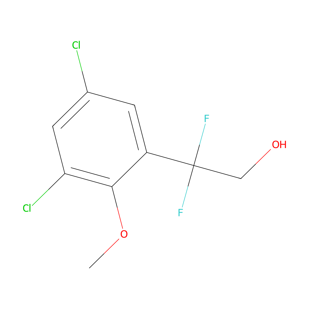 2-(3,5-Dichloro-2-methoxyphenyl)-2,2-difluoroethan-1-ol molecular structure, CAS 1895405-60-3