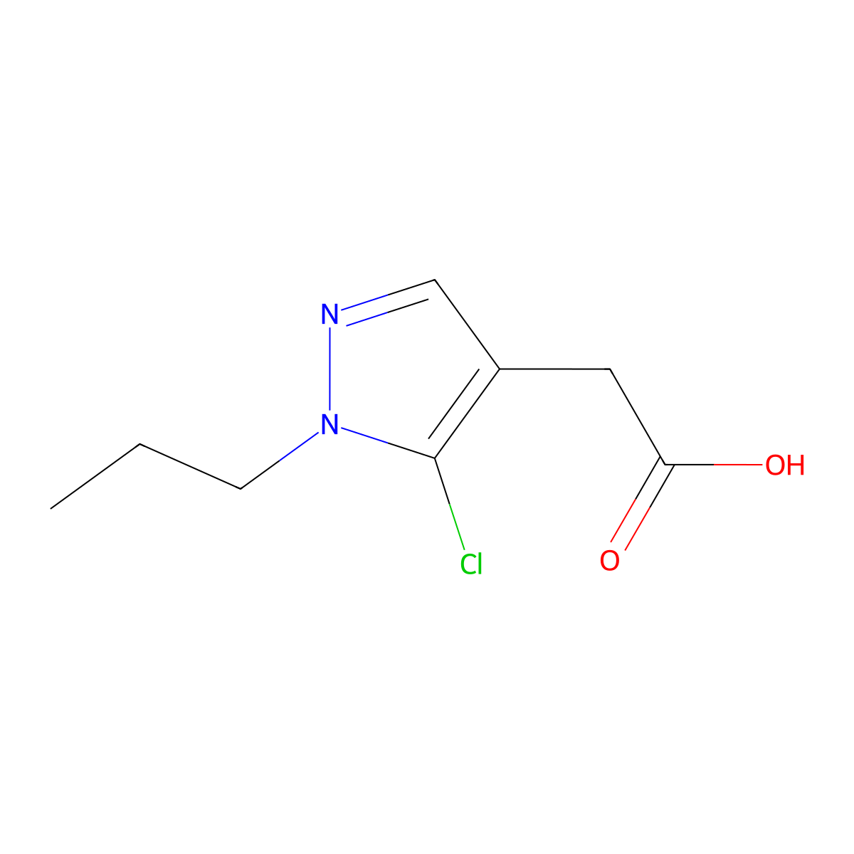2-(5-chloro-1-propyl-1H-pyrazol-4-yl)acetic acid molecular structure, CAS 1895414-82-0