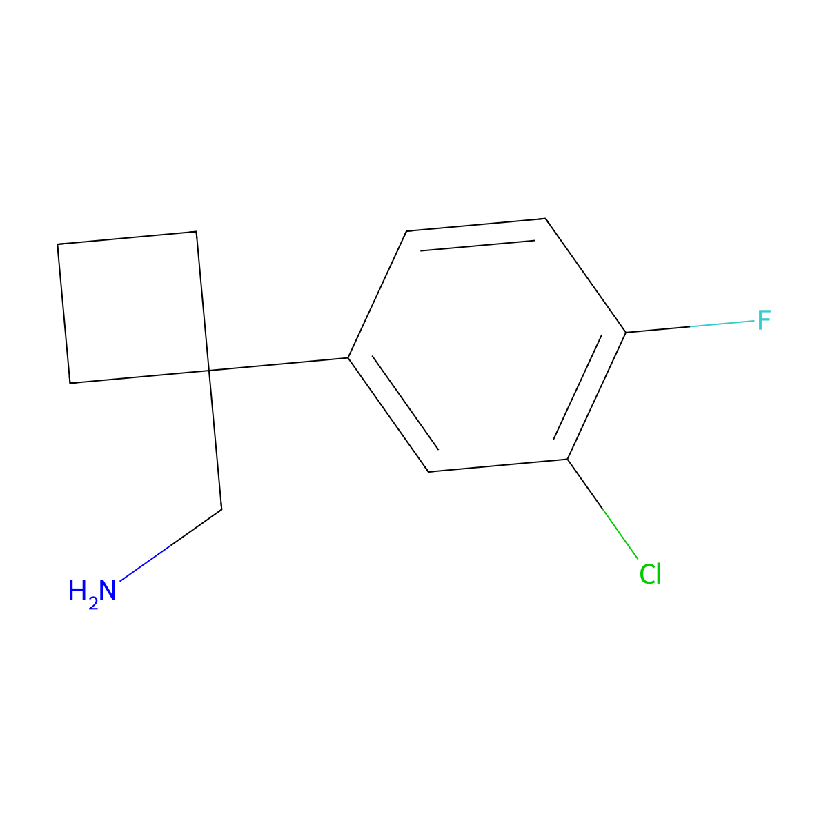1-(3-Chloro-4-fluorophenyl)cyclobutanemethanamine molecular structure, CAS 1895422-75-9