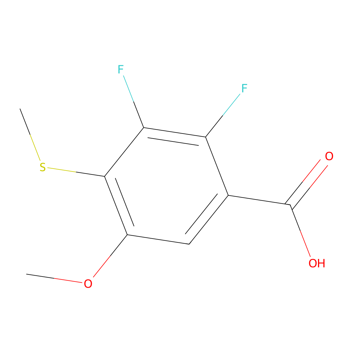 2,3-Difluoro-5-methoxy-4-(methylthio)benzoic acid molecular structure, CAS 1895423-57-0