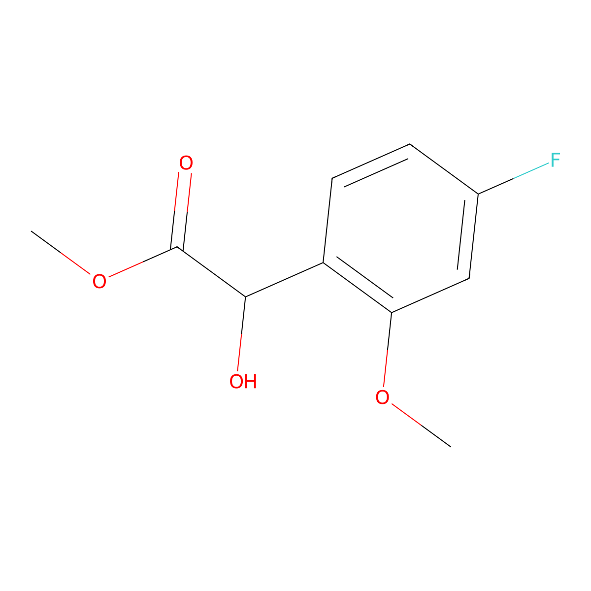 Methyl 2-(4-fluoro-2-methoxyphenyl)-2-hydroxyacetate molecular structure, CAS 1895436-71-1