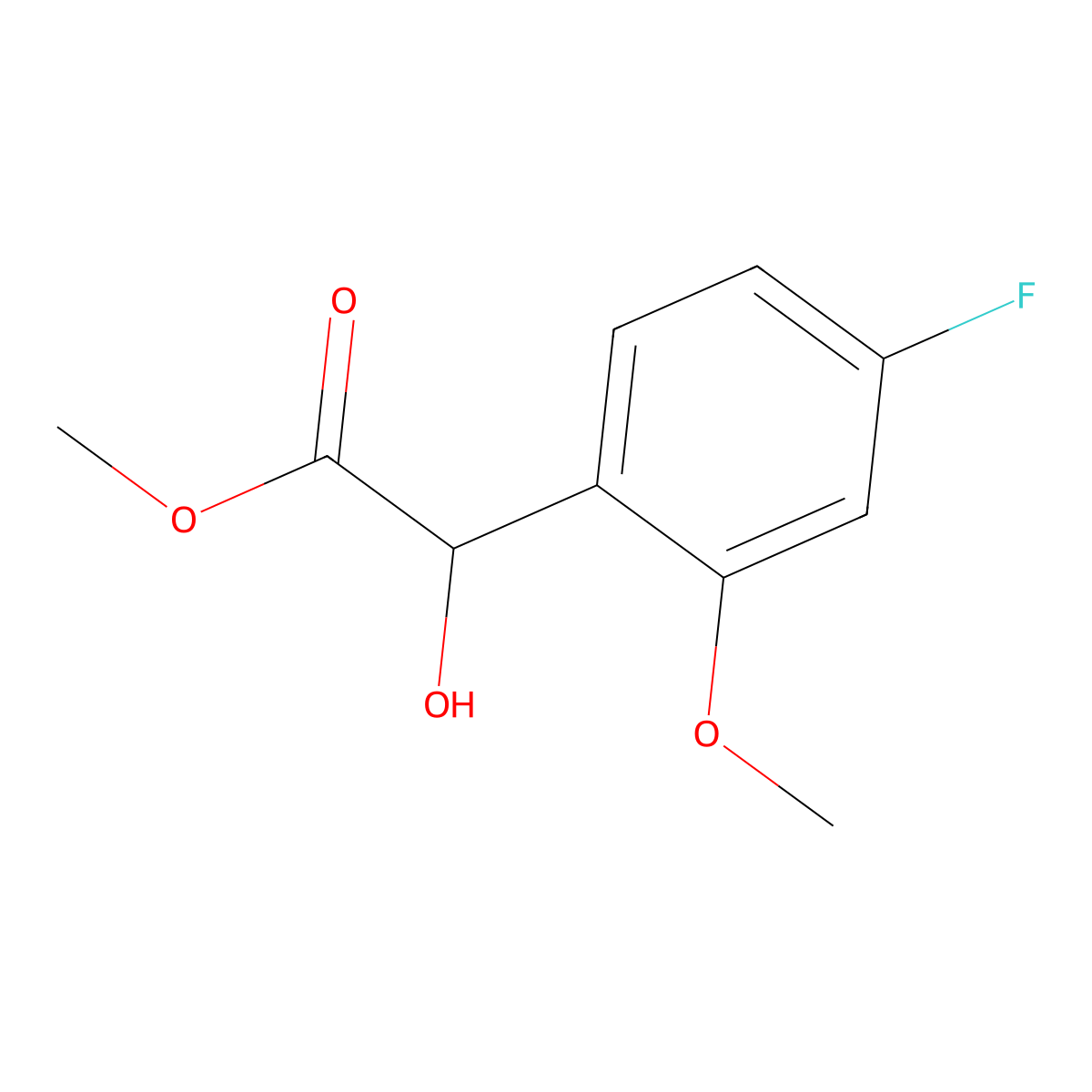Methyl 2-(4-fluoro-2-methoxyphenyl)-2-hydroxyacetate molecular structure, CAS 1895436-71-1