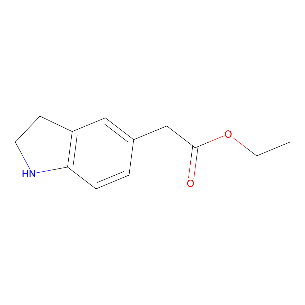 Ethyl 2-(2,3-dihydro-1H-indol-5-yl)acetate molecular structure, CAS 1895446-59-9