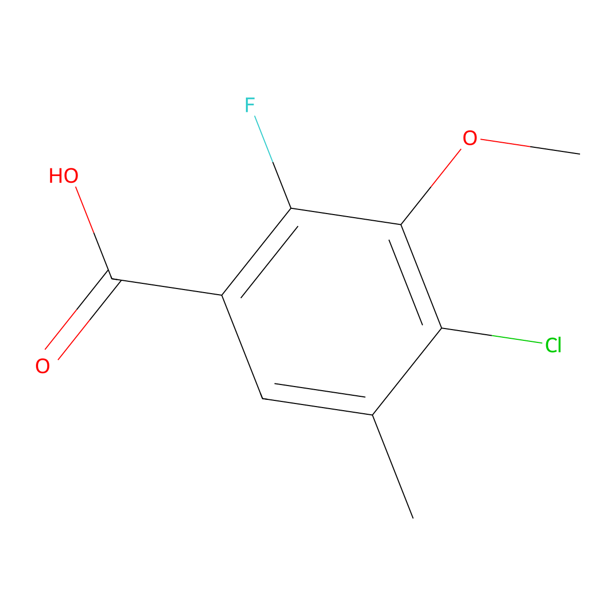 4-Chloro-2-fluoro-3-methoxy-5-methylbenzoic acid molecular structure, CAS 1895485-76-3