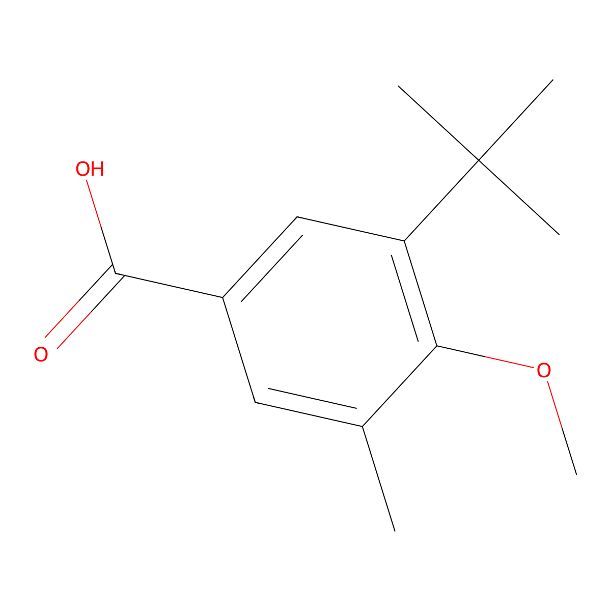 3-(1,1-Dimethylethyl)-4-methoxy-5-methylbenzoic acid molecular structure, CAS 1895498-00-6