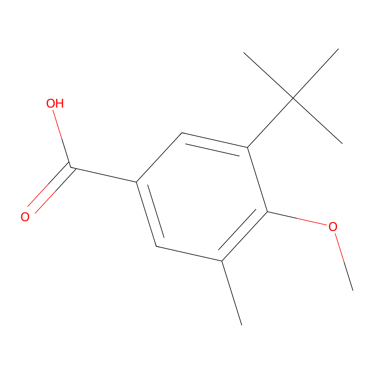 3-(1,1-Dimethylethyl)-4-methoxy-5-methylbenzoic acid molecular structure, CAS 1895498-00-6