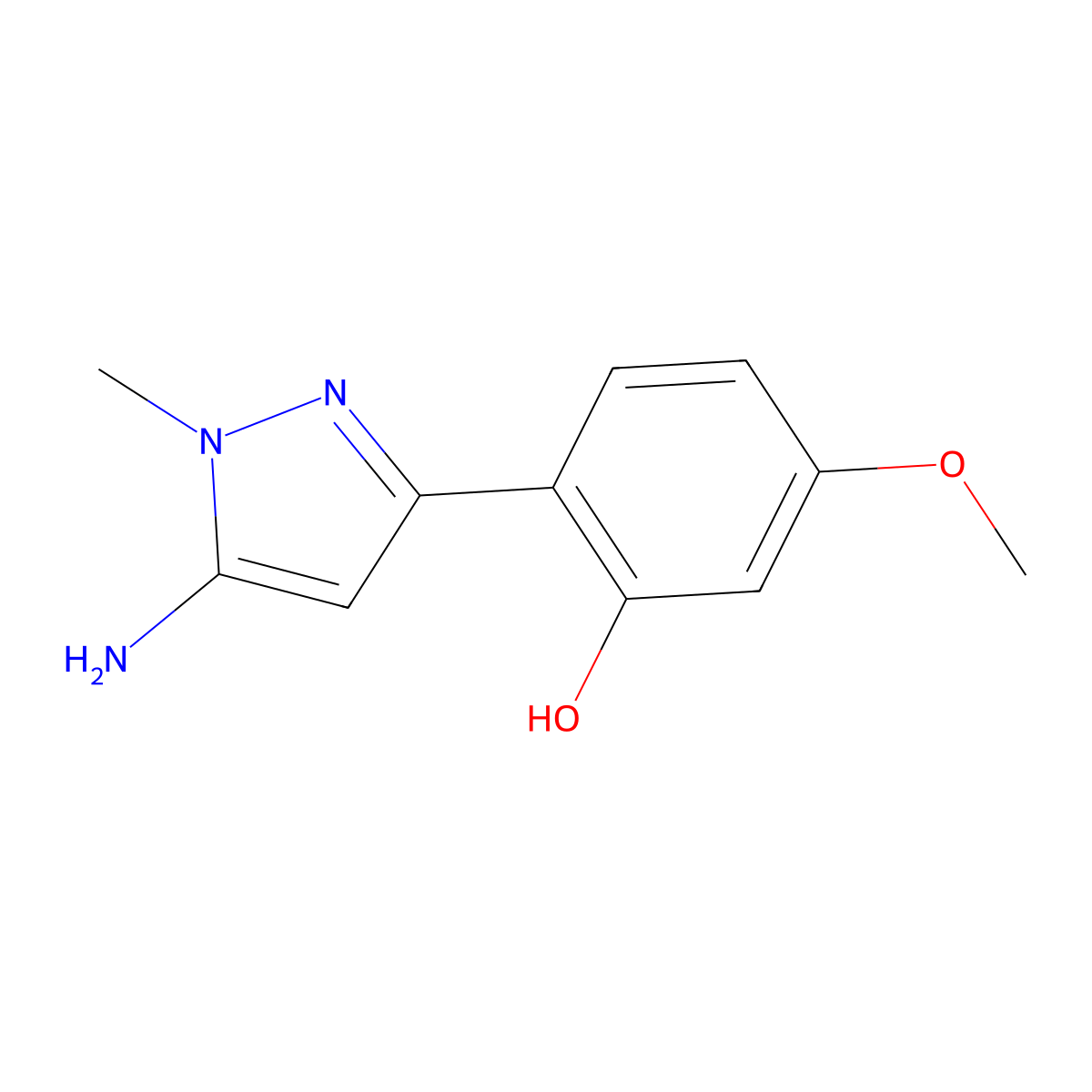 2-(5-amino-1-methyl-1H-pyrazol-3-yl)-5-methoxyphenol molecular structure, CAS 1895509-18-8