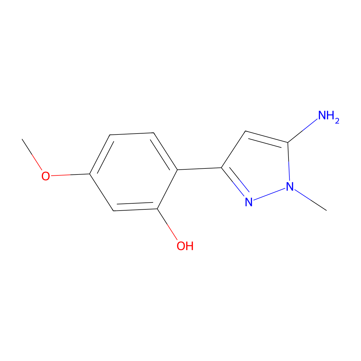 2-(5-amino-1-methyl-1H-pyrazol-3-yl)-5-methoxyphenol molecular structure, CAS 1895509-18-8