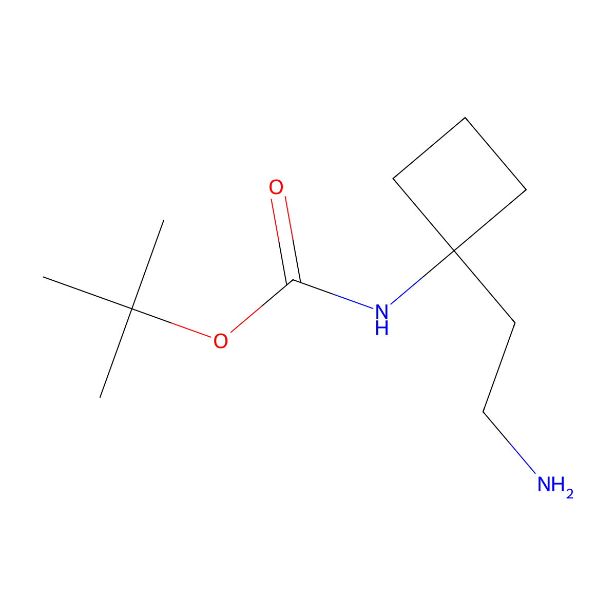tert-Butyl N-[1-(2-aminoethyl)cyclobutyl]carbamate molecular structure, CAS 1895535-27-9