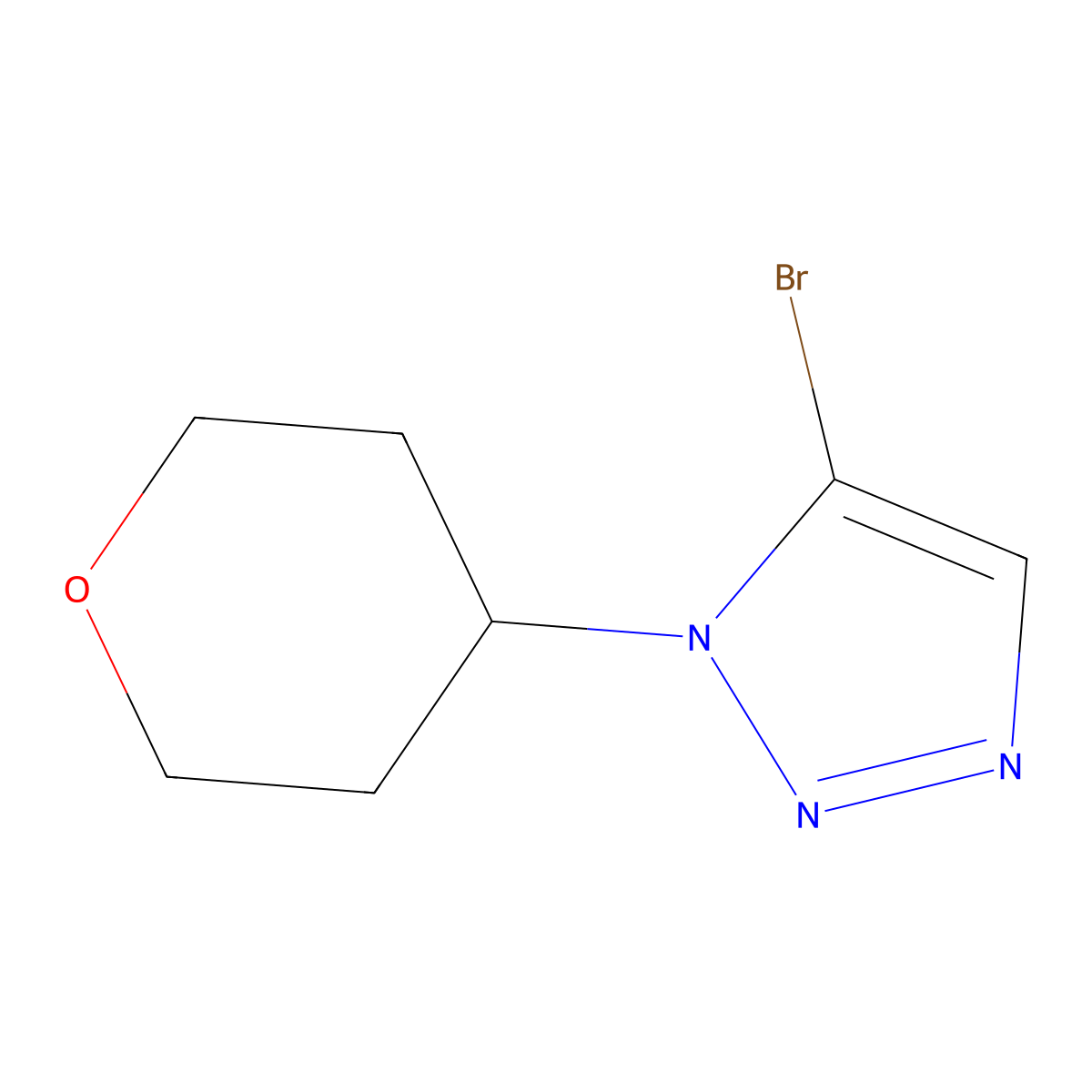 5-Bromo-1-tetrahydropyran-4-yl-triazole molecular structure, CAS 1895549-10-6