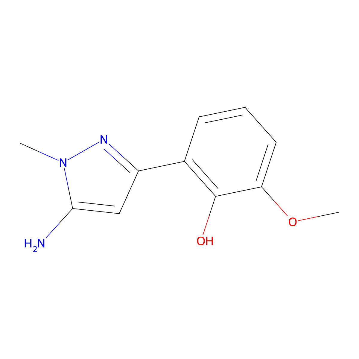 2-(5-amino-1-methyl-1H-pyrazol-3-yl)-6-methoxyphenol molecular structure, CAS 1895569-94-4