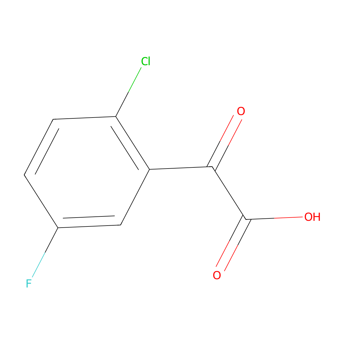 2-(2-Chloro-5-fluorophenyl)-2-oxoacetic acid molecular structure, CAS 1895589-98-6
