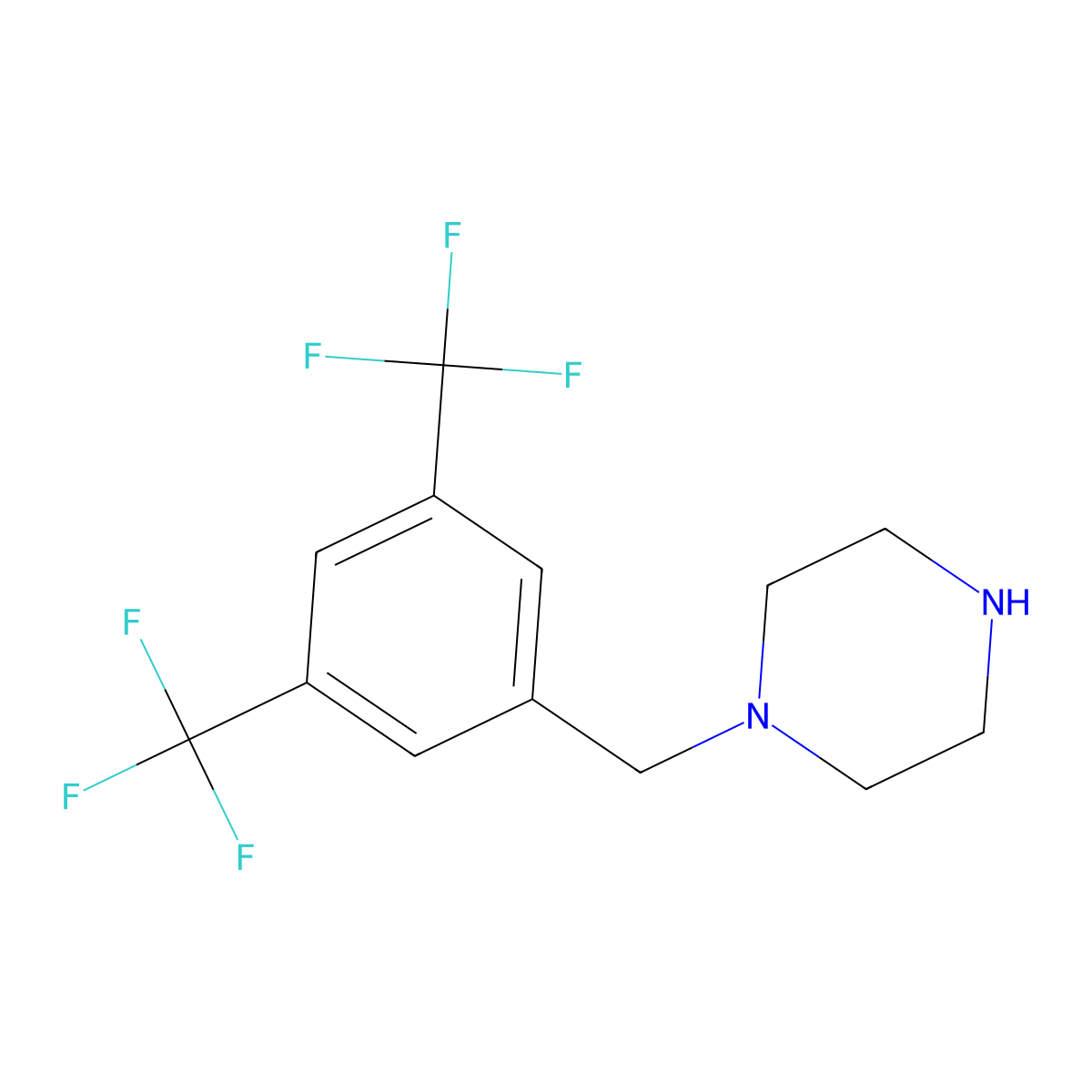 1-{[3,5-Bis(trifluoromethyl)phenyl]methyl}piperazine molecular structure, CAS 189560-98-3