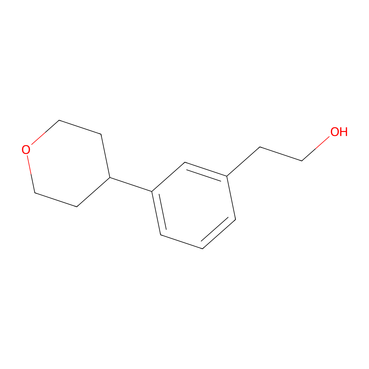 2-[3-(Oxan-4-yl)phenyl]ethan-1-ol molecular structure, CAS 1895600-09-5