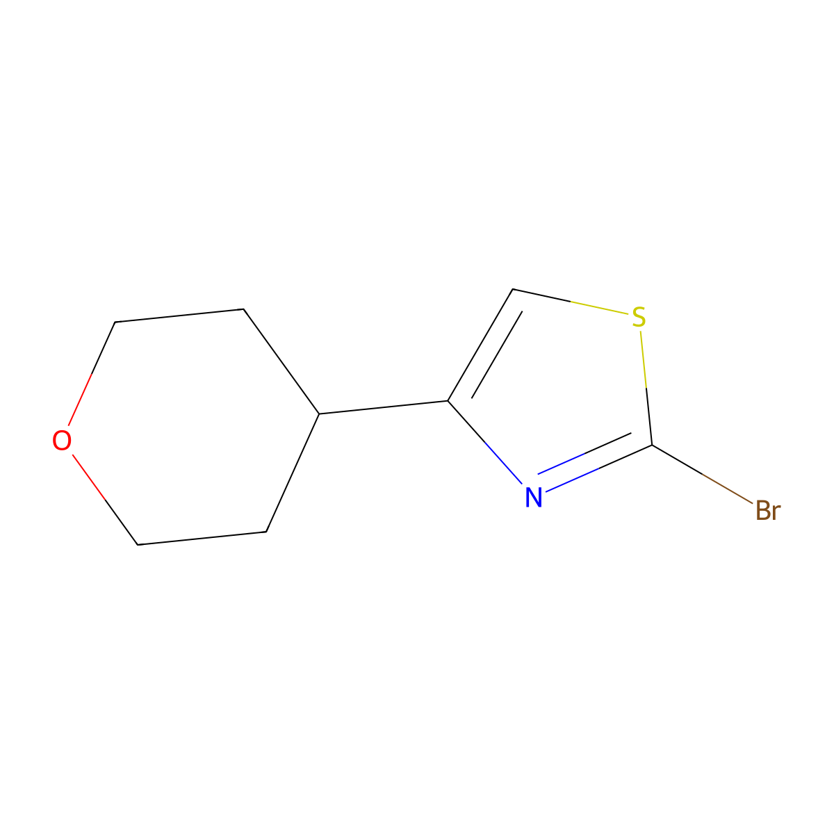 2-Bromo-4-(oxan-4-yl)-1,3-thiazole molecular structure, CAS 1895629-34-1