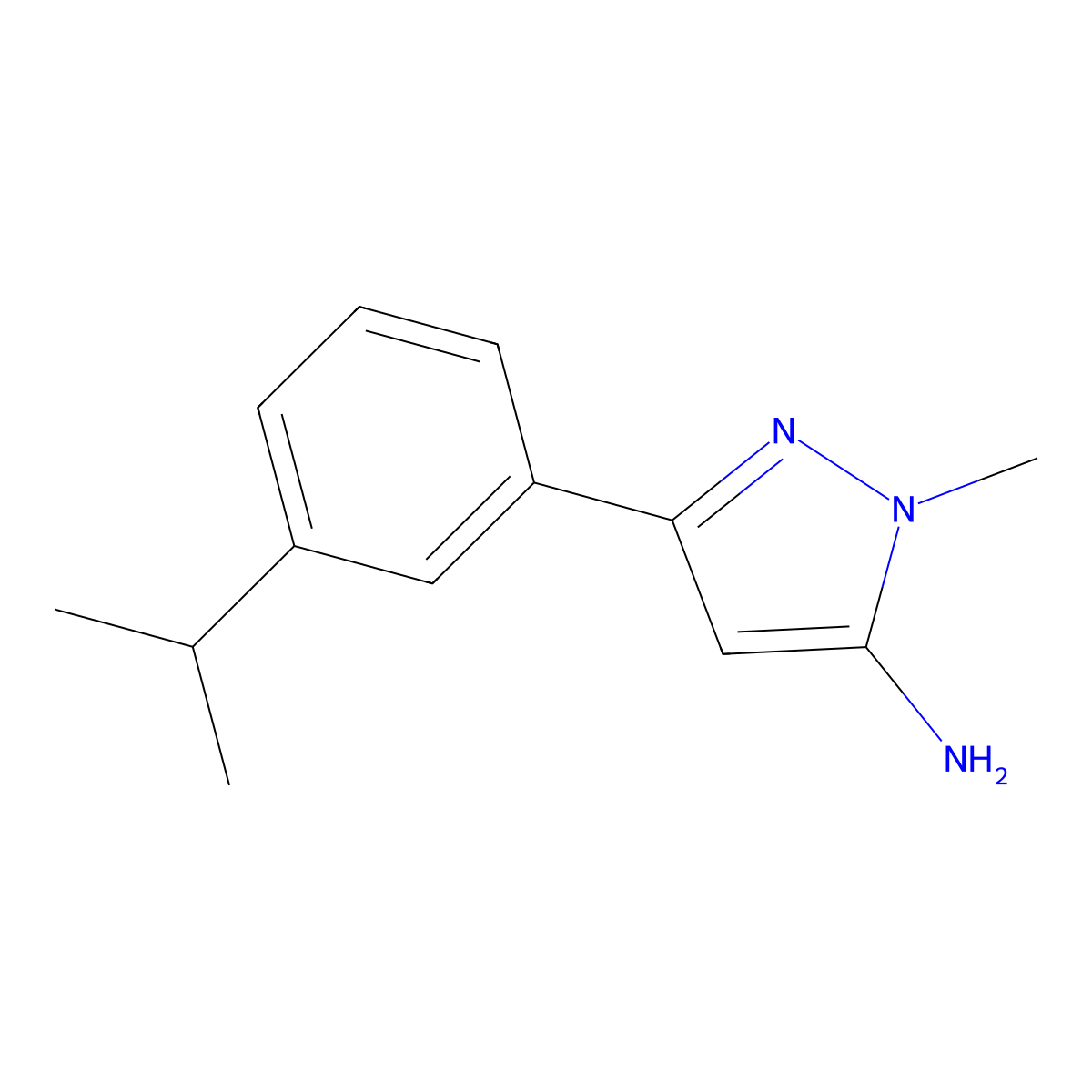 1-methyl-3-[3-(propan-2-yl)phenyl]-1H-pyrazol-5-amine molecular structure, CAS 1895653-67-4