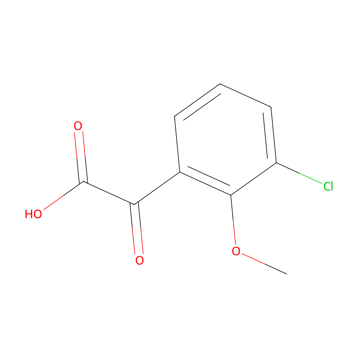 2-(3-Chloro-2-methoxyphenyl)-2-oxoacetic acid molecular structure, CAS 1895653-70-9