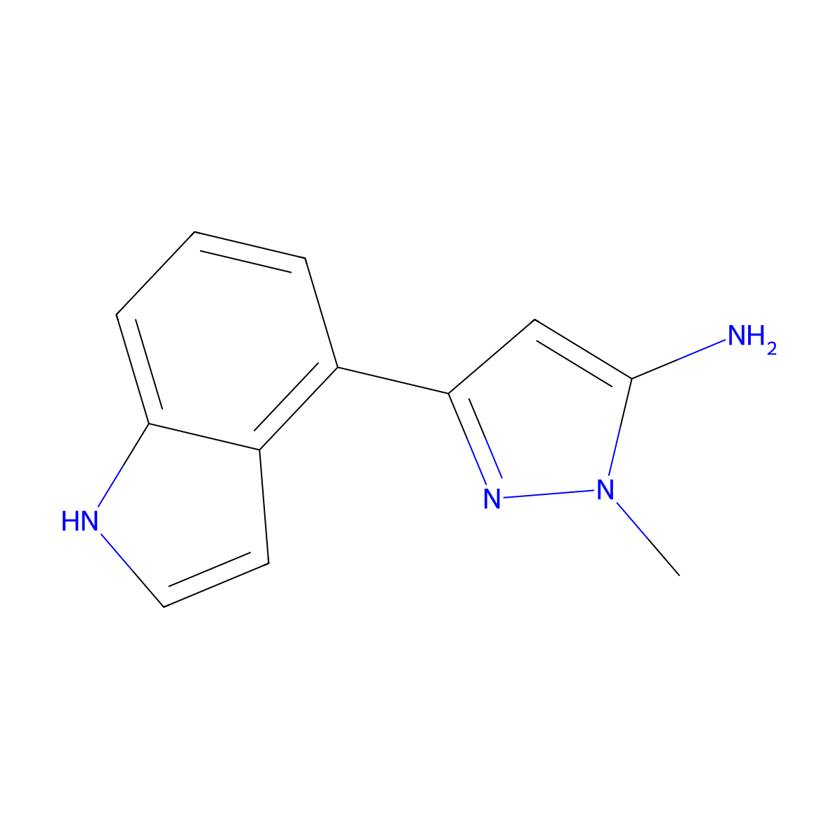 3-(1H-indol-4-yl)-1-methyl-1H-pyrazol-5-amine molecular structure, CAS 1895655-48-7