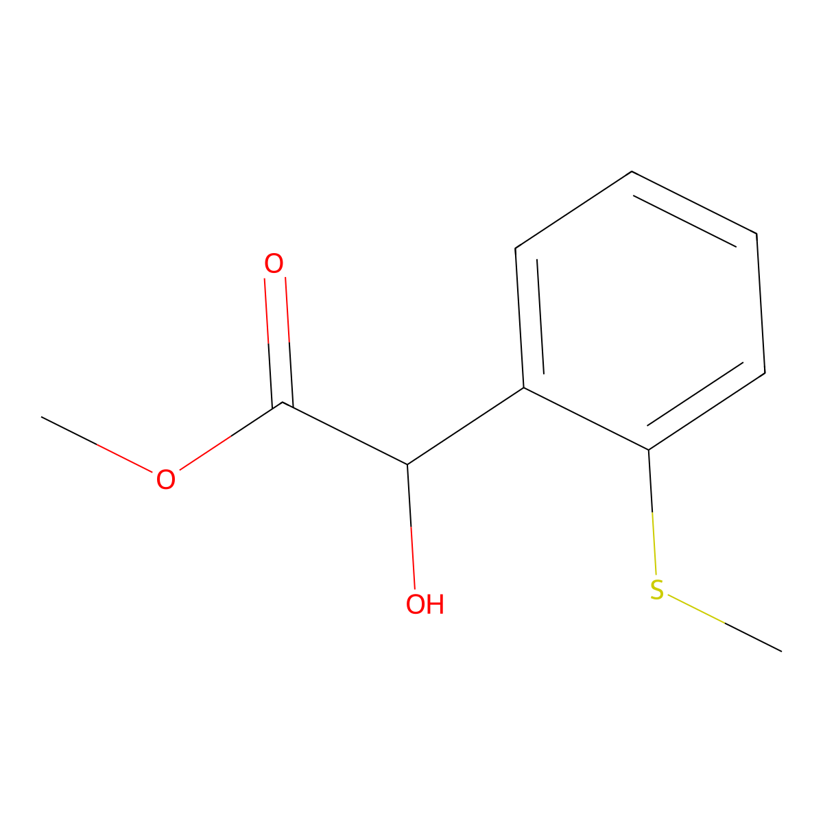 Methyl 2-hydroxy-2-[2-(methylsulfanyl)phenyl]acetate molecular structure, CAS 1895655-87-4