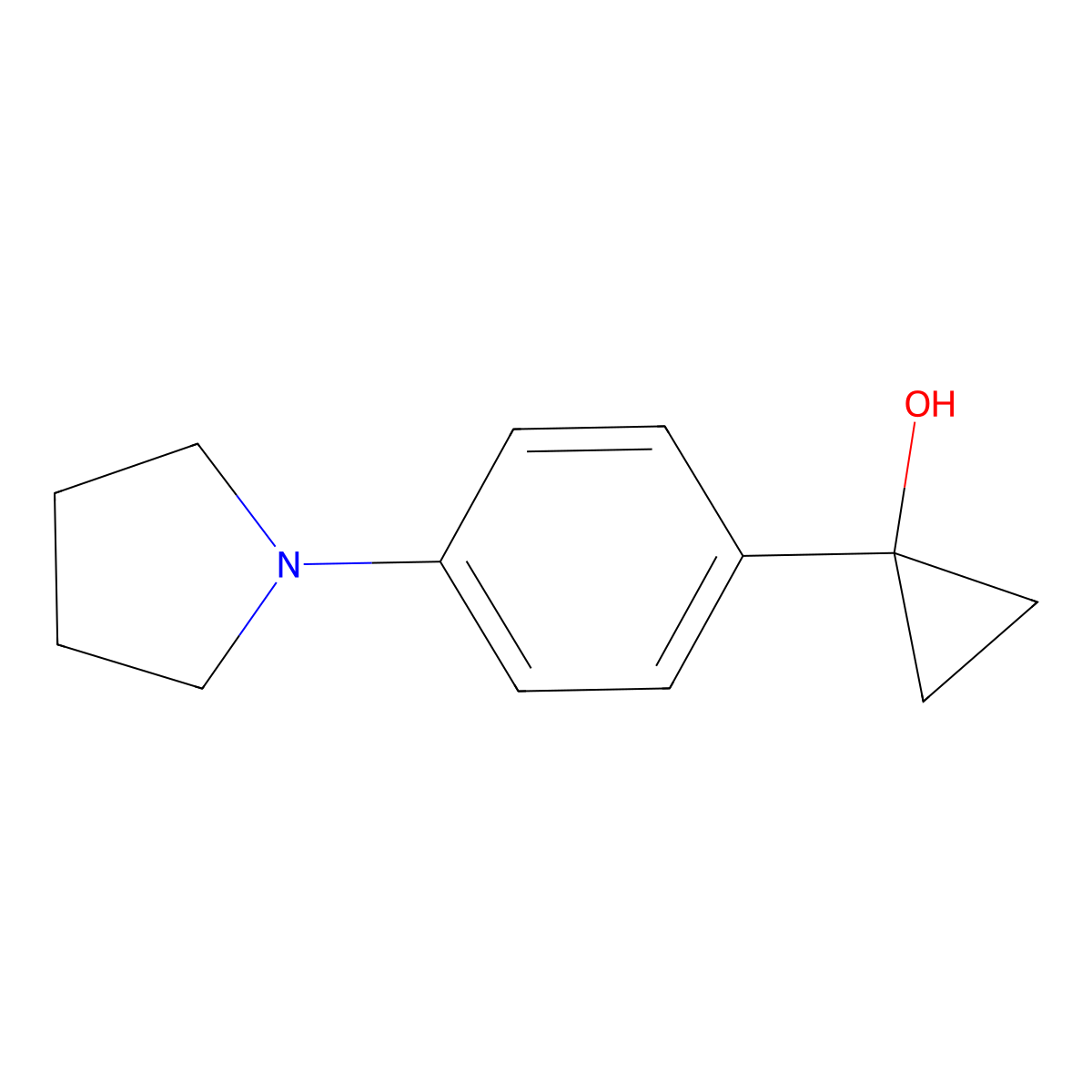 1-[4-(Pyrrolidin-1-yl)phenyl]cyclopropan-1-ol molecular structure, CAS 1895662-43-7