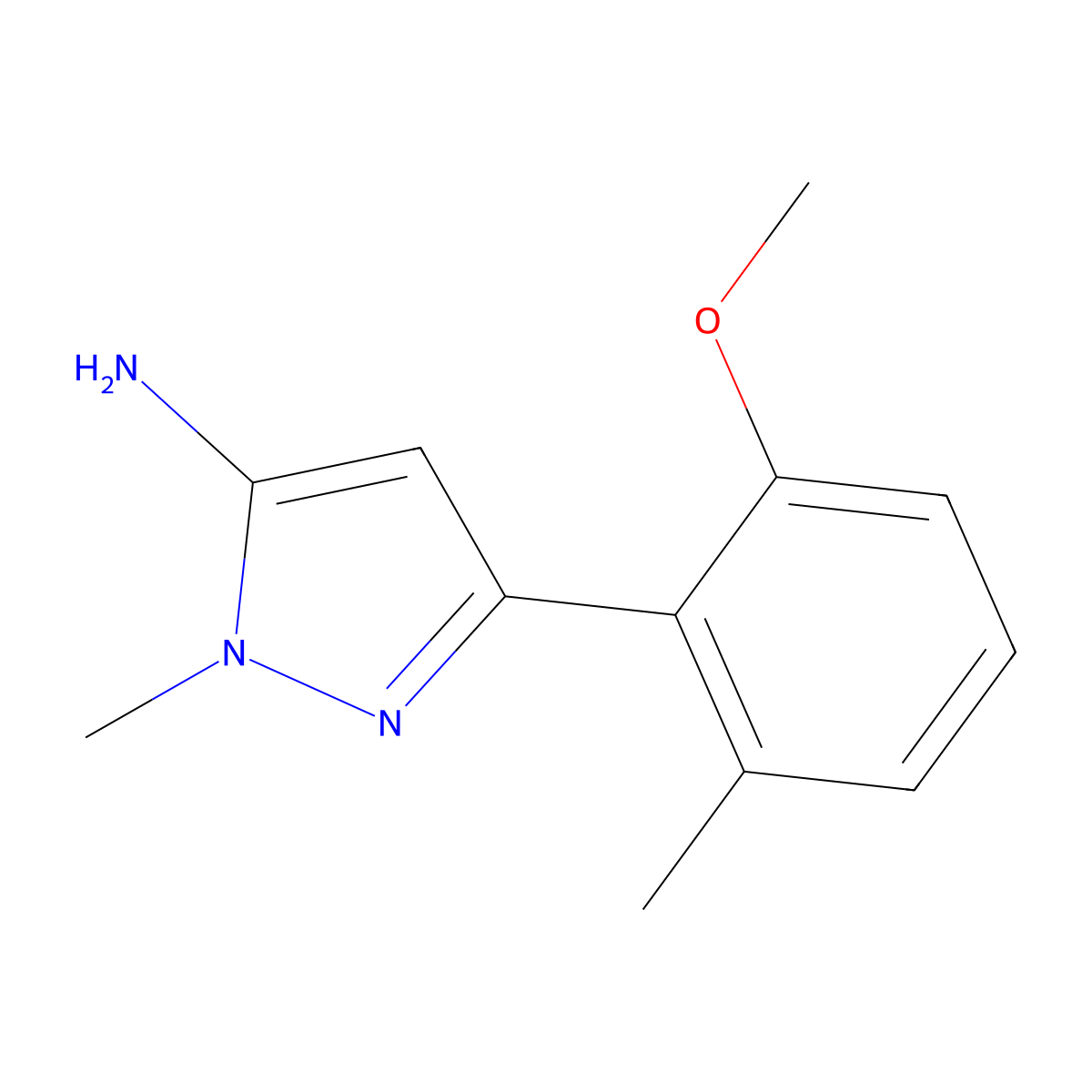 3-(2-methoxy-6-methylphenyl)-1-methyl-1H-pyrazol-5-amine molecular structure, CAS 1895666-57-5
