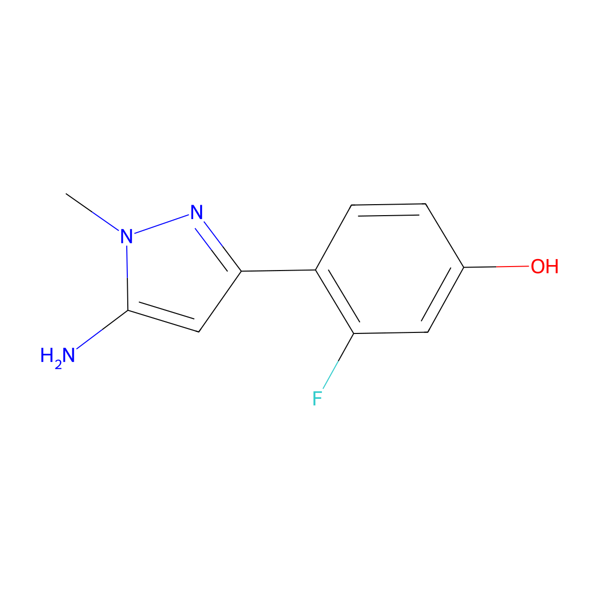4-(5-amino-1-methyl-1H-pyrazol-3-yl)-3-fluorophenol molecular structure, CAS 1895673-40-1