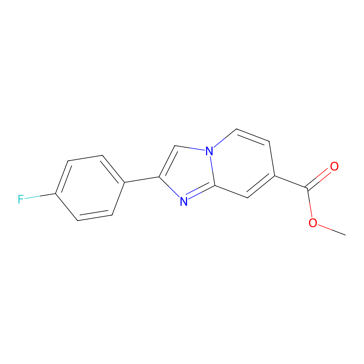 Methyl 2-(4-fluorophenyl)imidazo[1,2-a]pyridine-7-carboxylate molecular structure, CAS 1895711-20-2