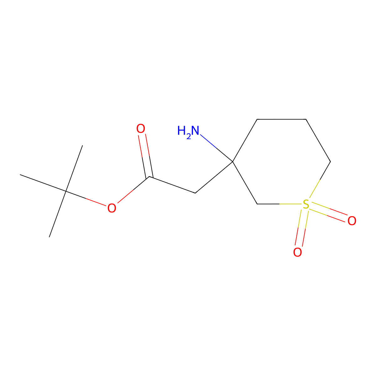 Tert-butyl 2-(3-amino-1,1-dioxo-1lambda6-thian-3-yl)acetate molecular structure, CAS 1895719-23-9