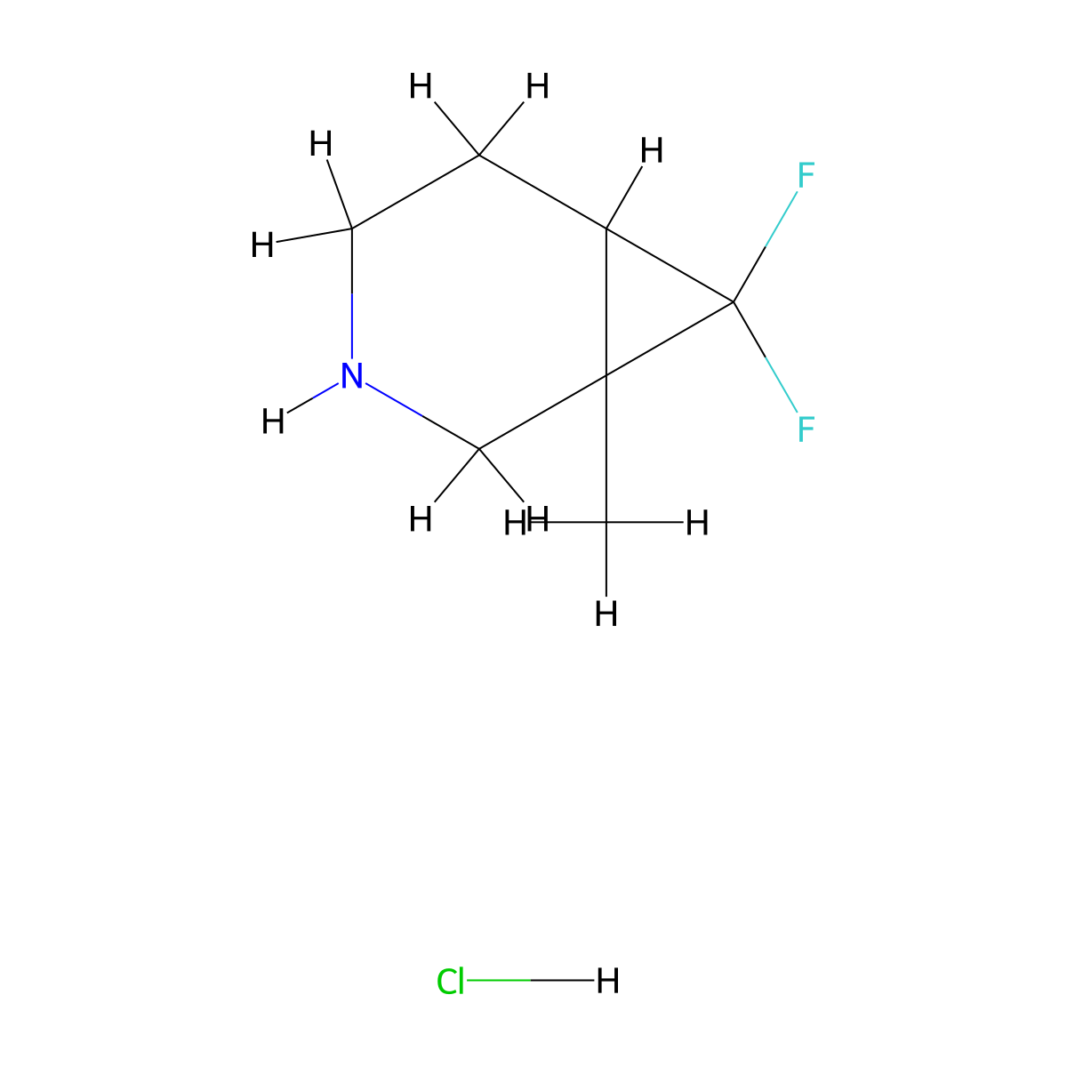 7,7-Difluoro-1-methyl-3-azabicyclo[4.1.0]heptane hydrochloride molecular structure, CAS 1895748-50-1