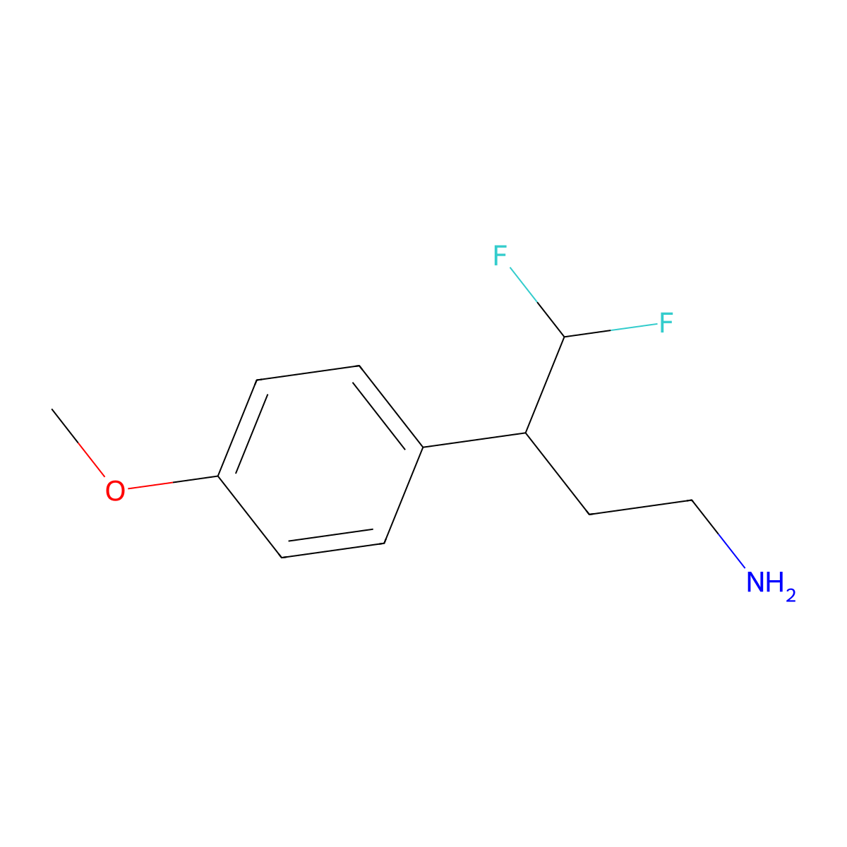 4,4-Difluoro-3-(4-methoxyphenyl)butan-1-amine molecular structure, CAS 1895760-37-8