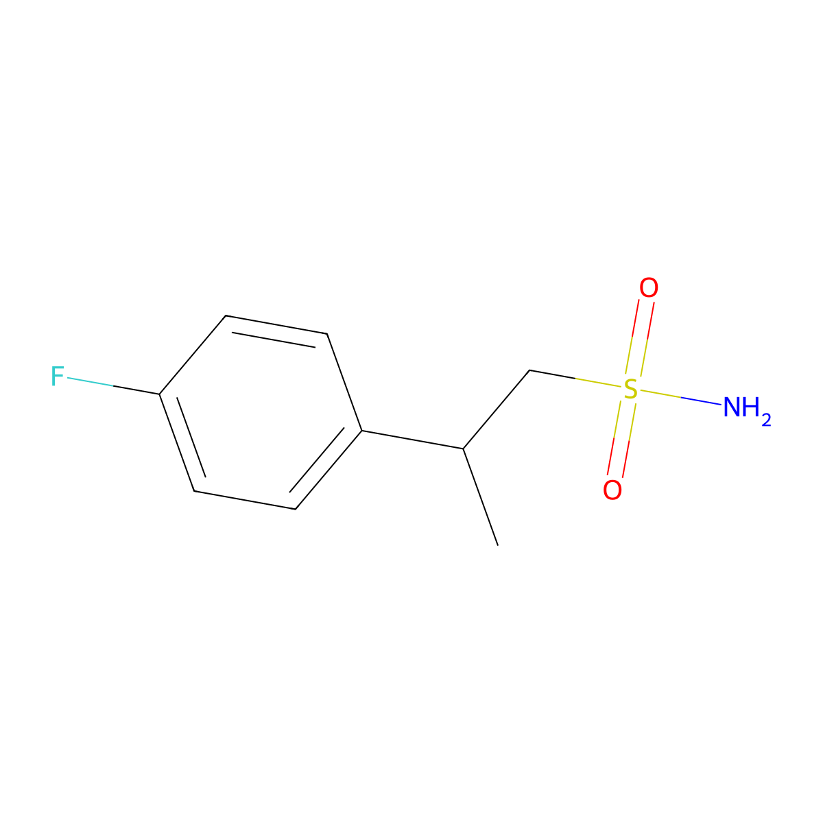 2-(4-Fluorophenyl)propane-1-sulfonamide molecular structure, CAS 1895763-36-6