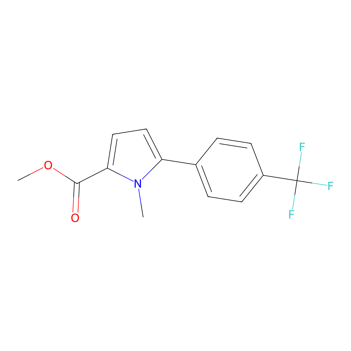 Methyl 1-Methyl-5-[4-(trifluoromethyl)phenyl]pyrrole-2-carboxylate molecular structure, CAS 1895780-61-6