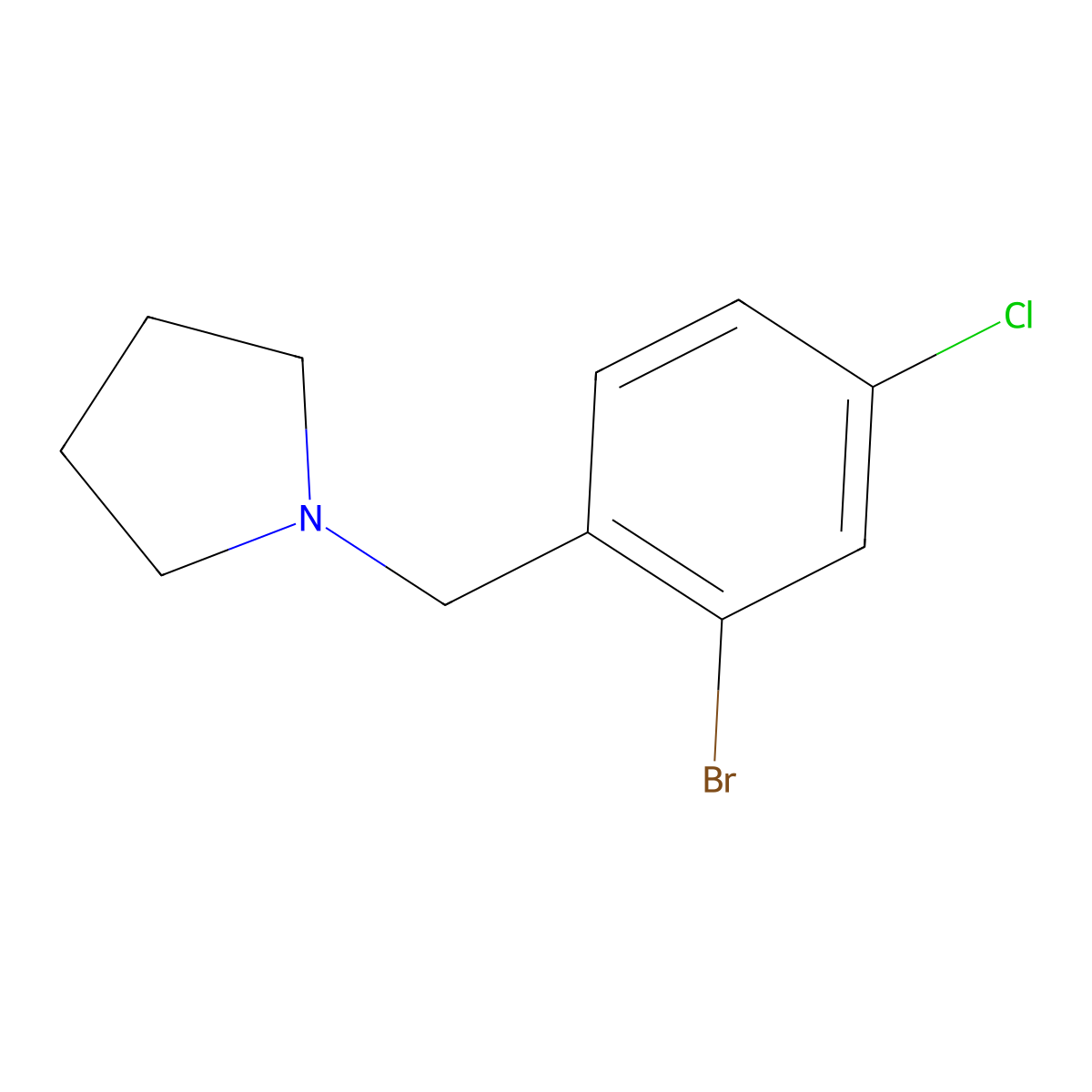 1-[(2-Bromo-4-chlorophenyl)methyl]pyrrolidine molecular structure, CAS 1895781-77-7