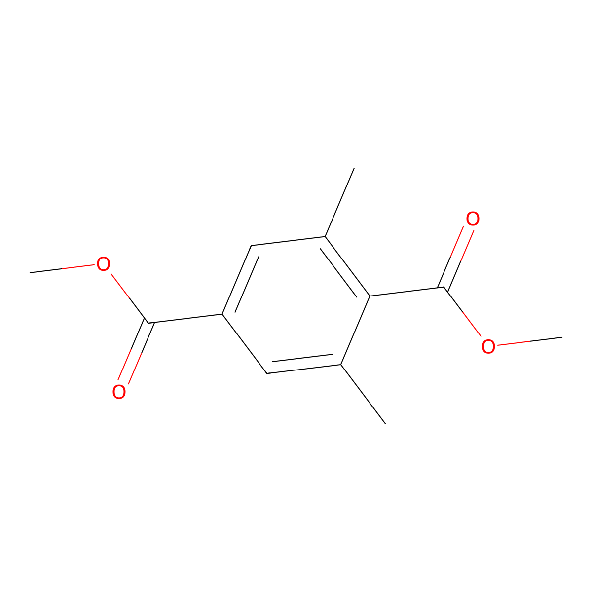 Dimethyl 2,6-dimethylbenzene-1,4-dicarboxylate molecular structure, CAS 18958-18-4