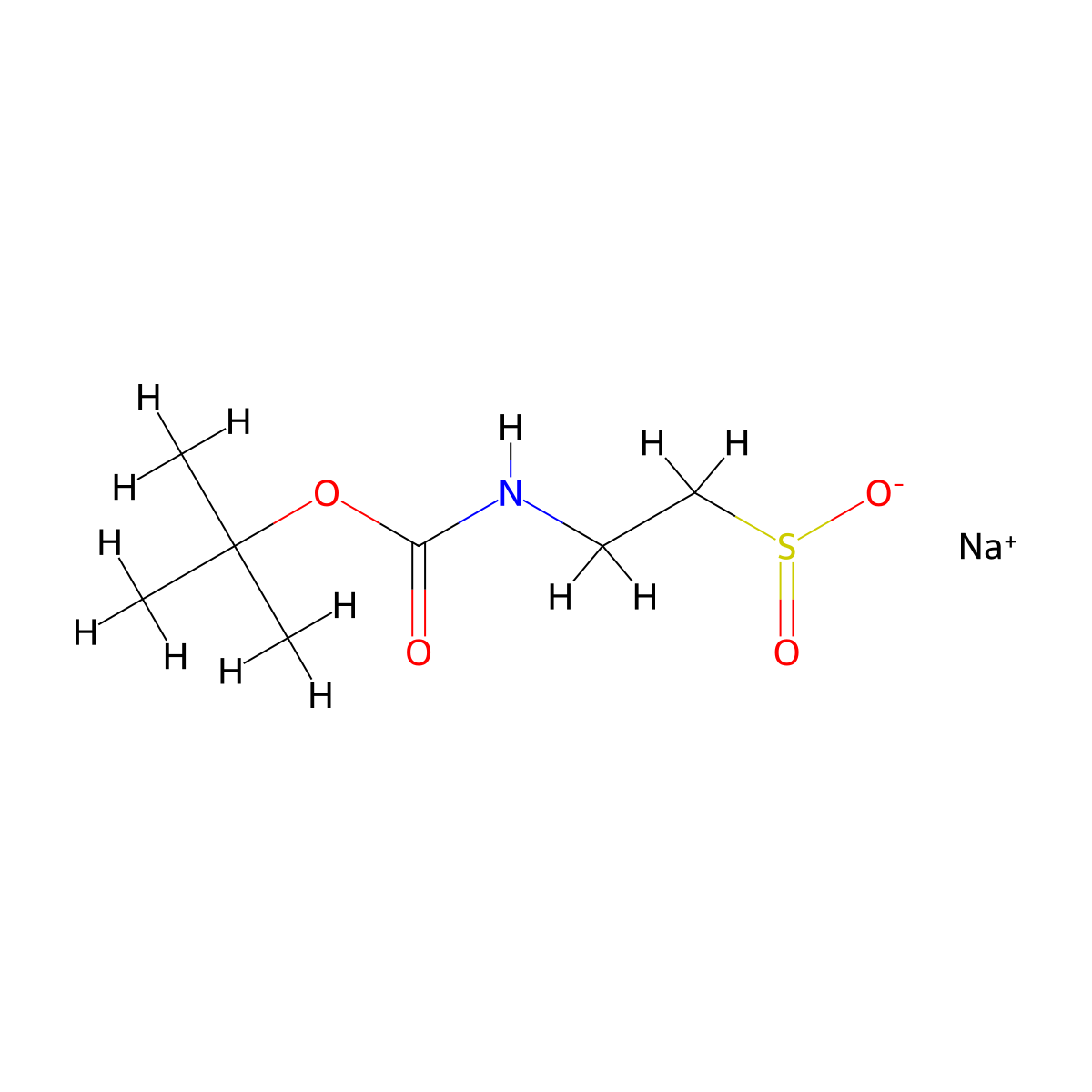 Sodium2-{[(tert-butoxy)carbonyl]amino}ethane-1-sulfinate molecular structure, CAS 189580-00-5