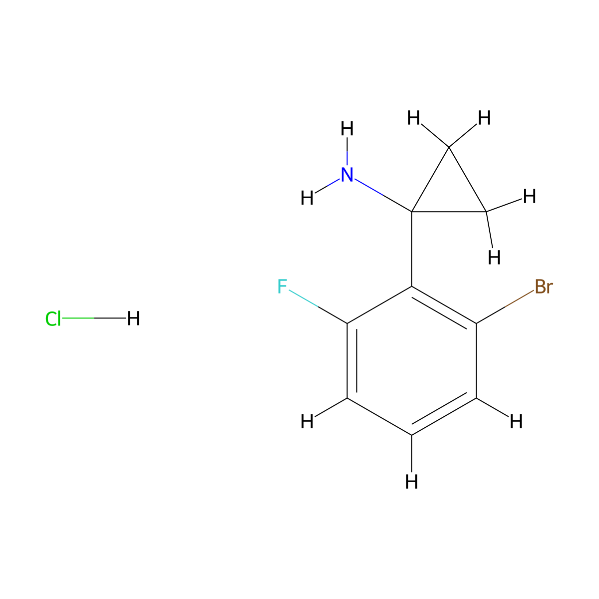 1-(2-Bromo-6-fluorophenyl)cyclopropan-1-aminehydrochloride molecular structure, CAS 1895826-15-9