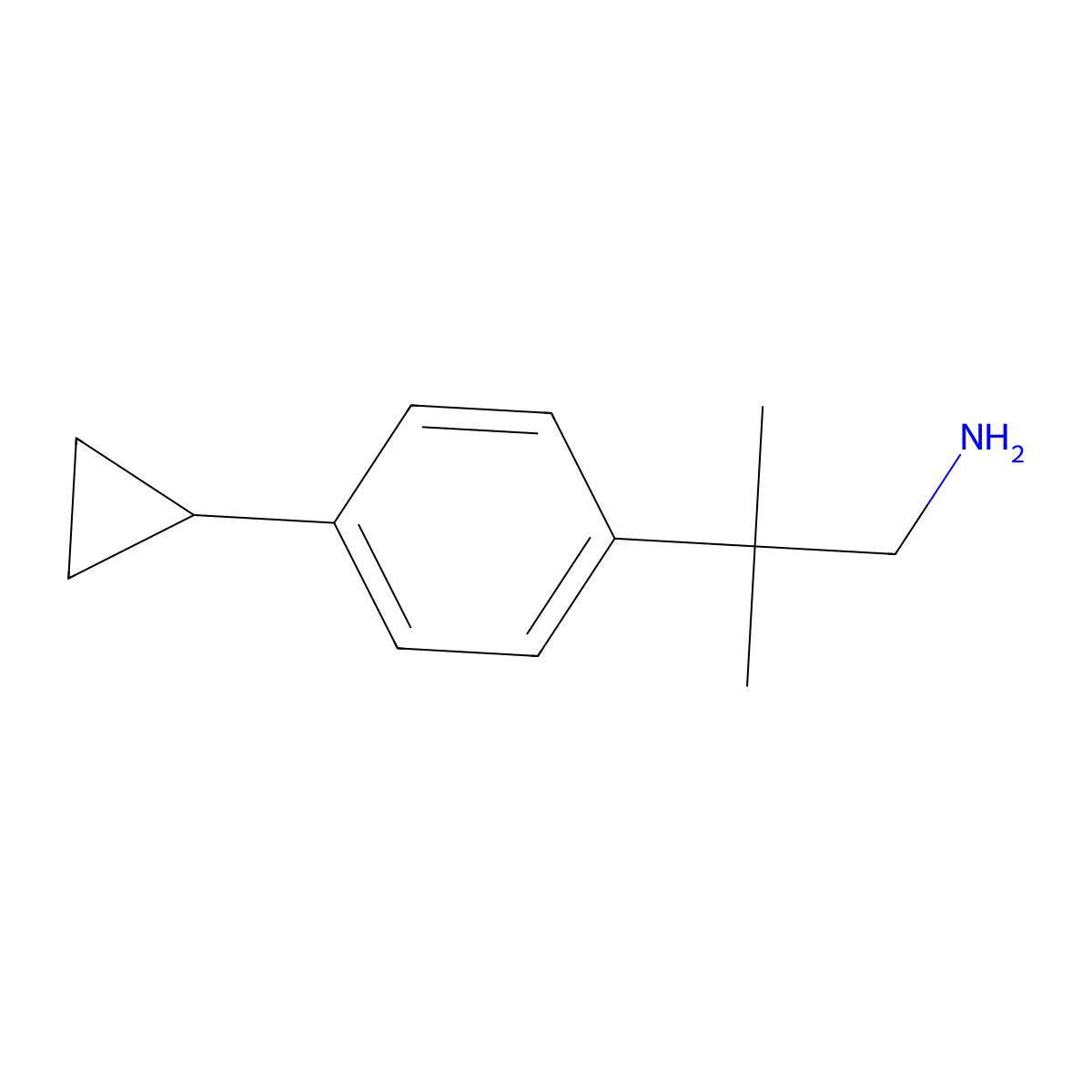 2-(4-Cyclopropylphenyl)-2-methylpropan-1-amine molecular structure, CAS 1895826-44-4