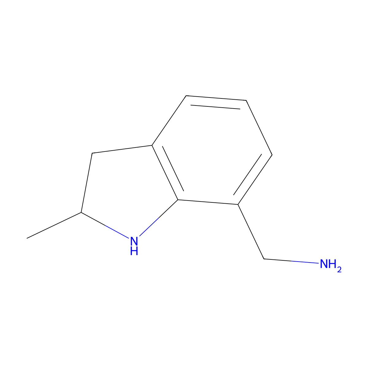 (2-methyl-2,3-dihydro-1H-indol-7-yl)methanamine molecular structure, CAS 1895847-78-5