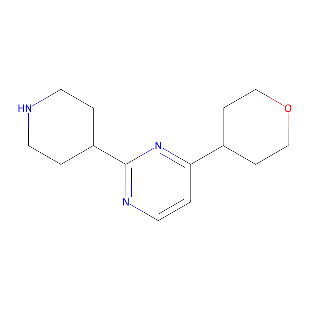 4-(Oxan-4-yl)-2-(piperidin-4-yl)pyrimidine molecular structure, CAS 1895870-16-2