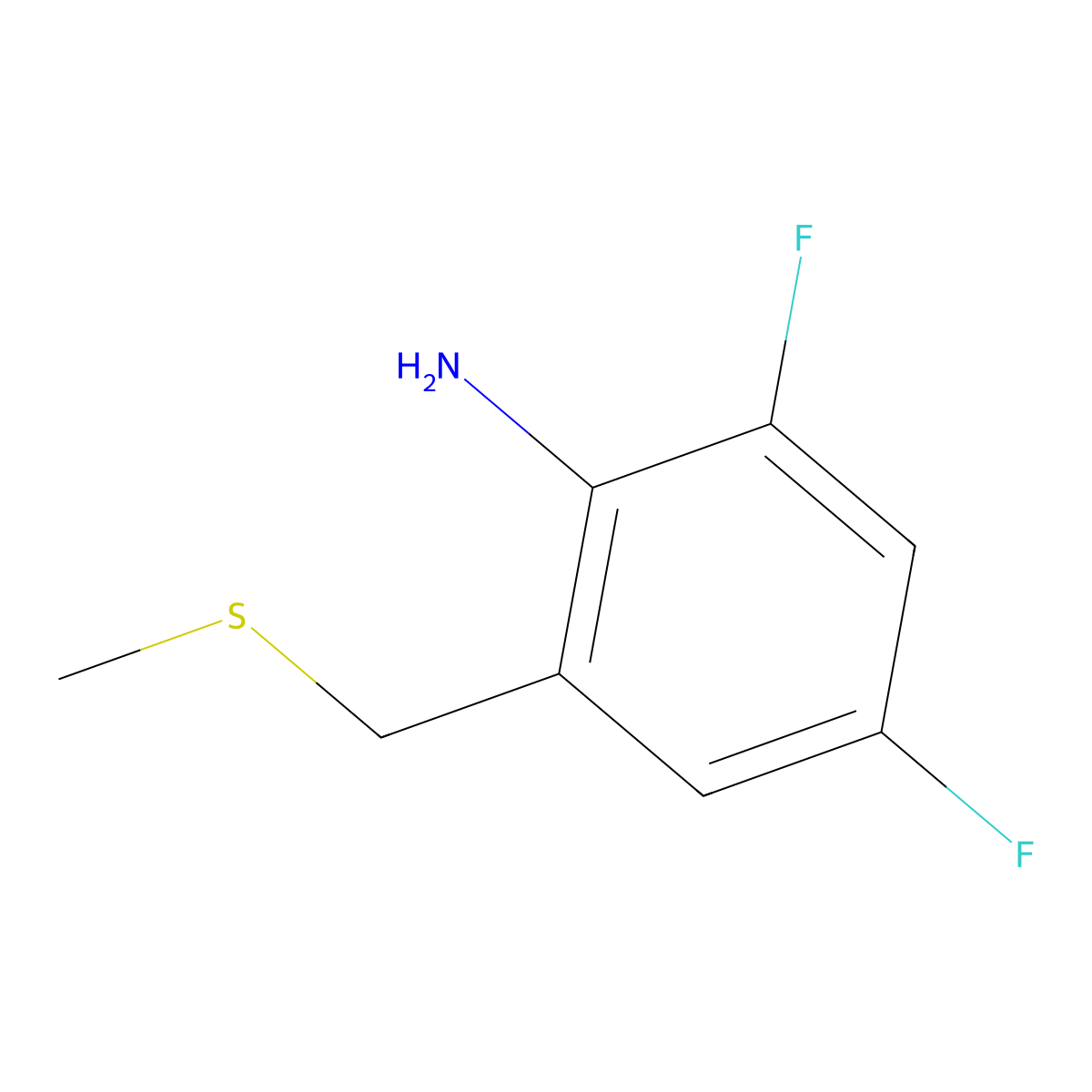 2,4-Difluoro-6-((methylthio)methyl)aniline molecular structure, CAS 1895912-45-4