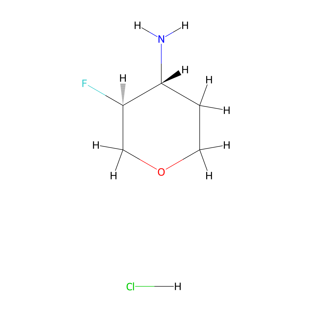 (3S,4R)-3-fluorooxan-4-amine hydrochloride molecular structure, CAS 1895912-85-2