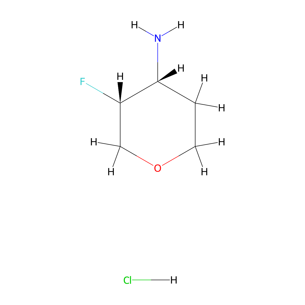(3R,4R)-3-fluorooxan-4-amine hydrochloride molecular structure, CAS 1895912-86-3